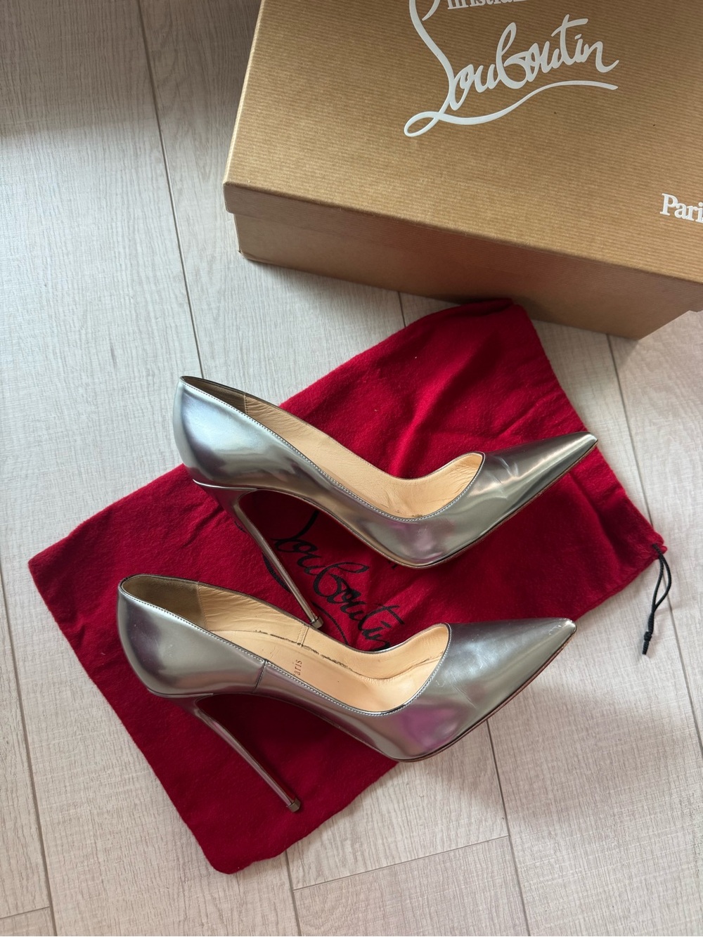 Christian Louboutin So Kate 120 Silver Sz 38 - Picture 2 of 7
